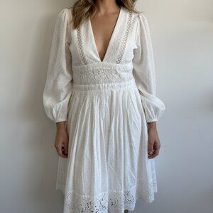 Dreamy! AQUA White Boho Eyelet Dress — Cotton & Fully Lined (Size M)